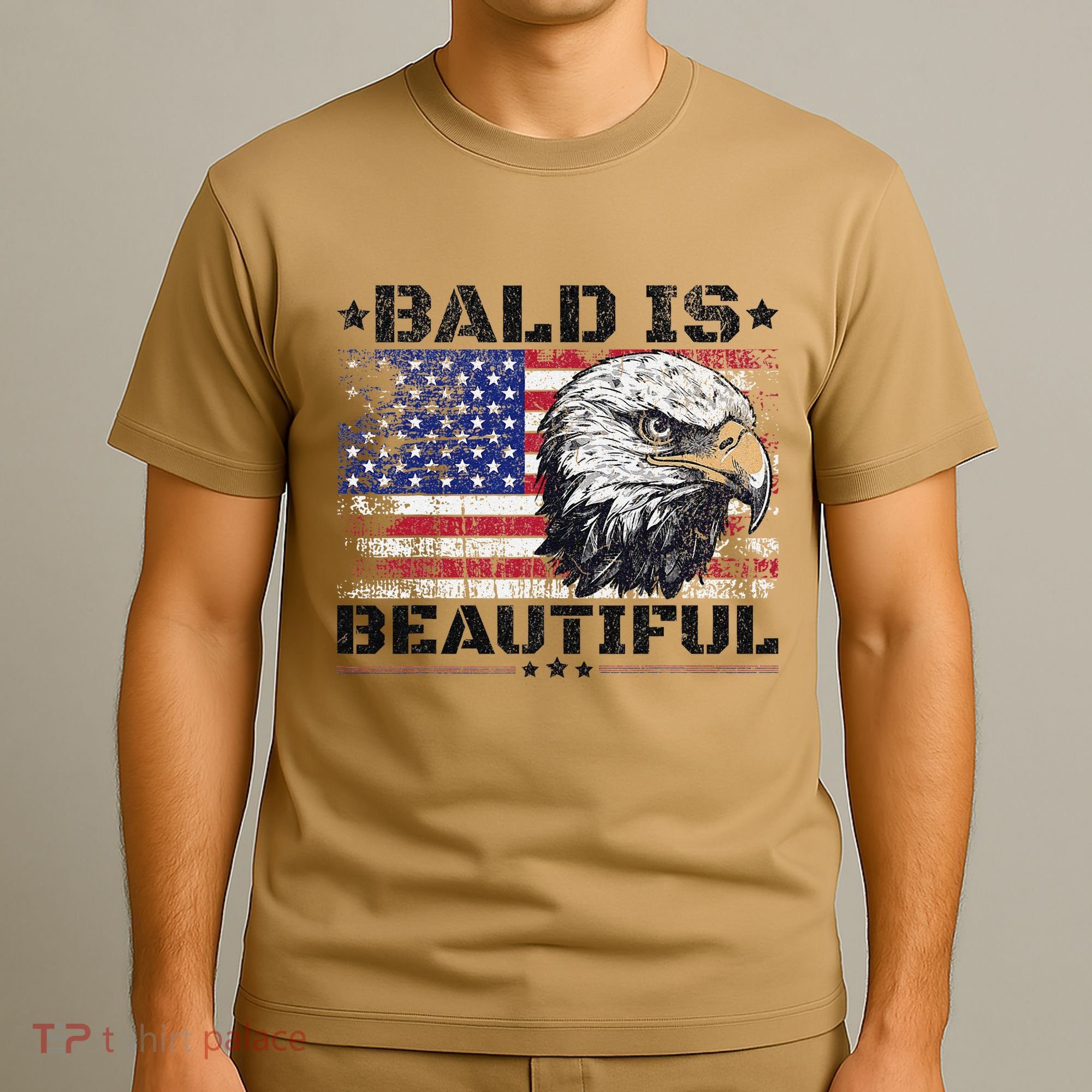 Bald Is Beautiful 4th Of July Independence Day America Eagle T-Shirt