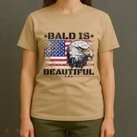 Bald Is Beautiful 4th Of July Independence Day America Eagle T-Shirt thumb 4