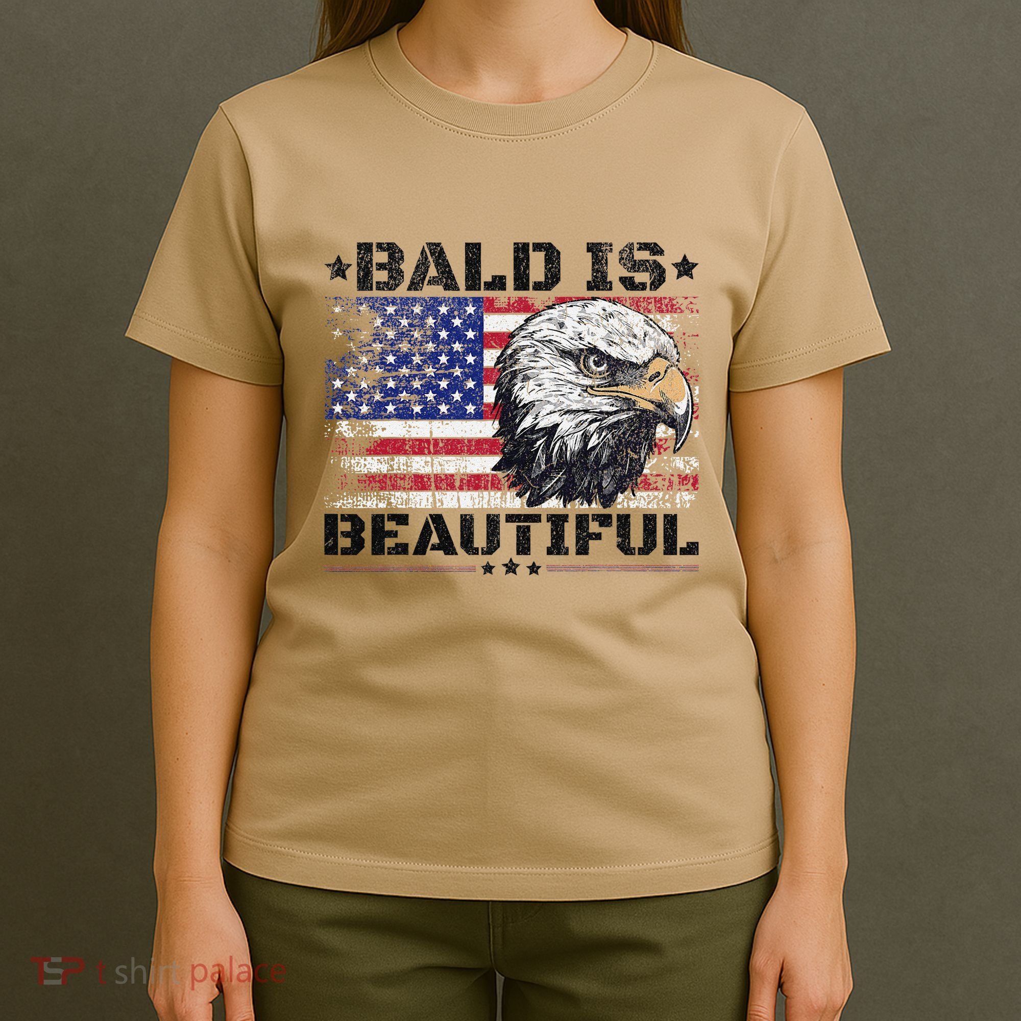 Bald Is Beautiful 4th Of July Independence Day America Eagle T-Shirt