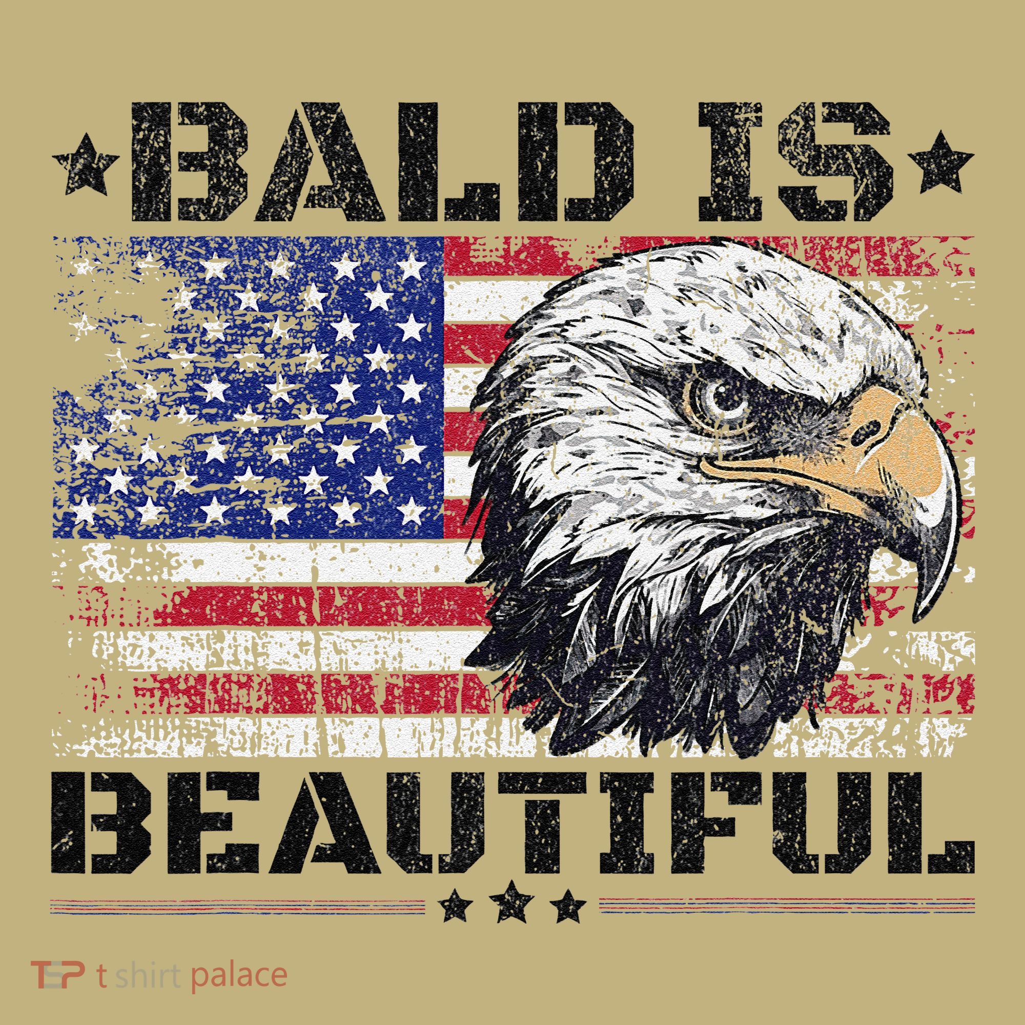 Bald Is Beautiful 4th Of July Independence Day America Eagle Button