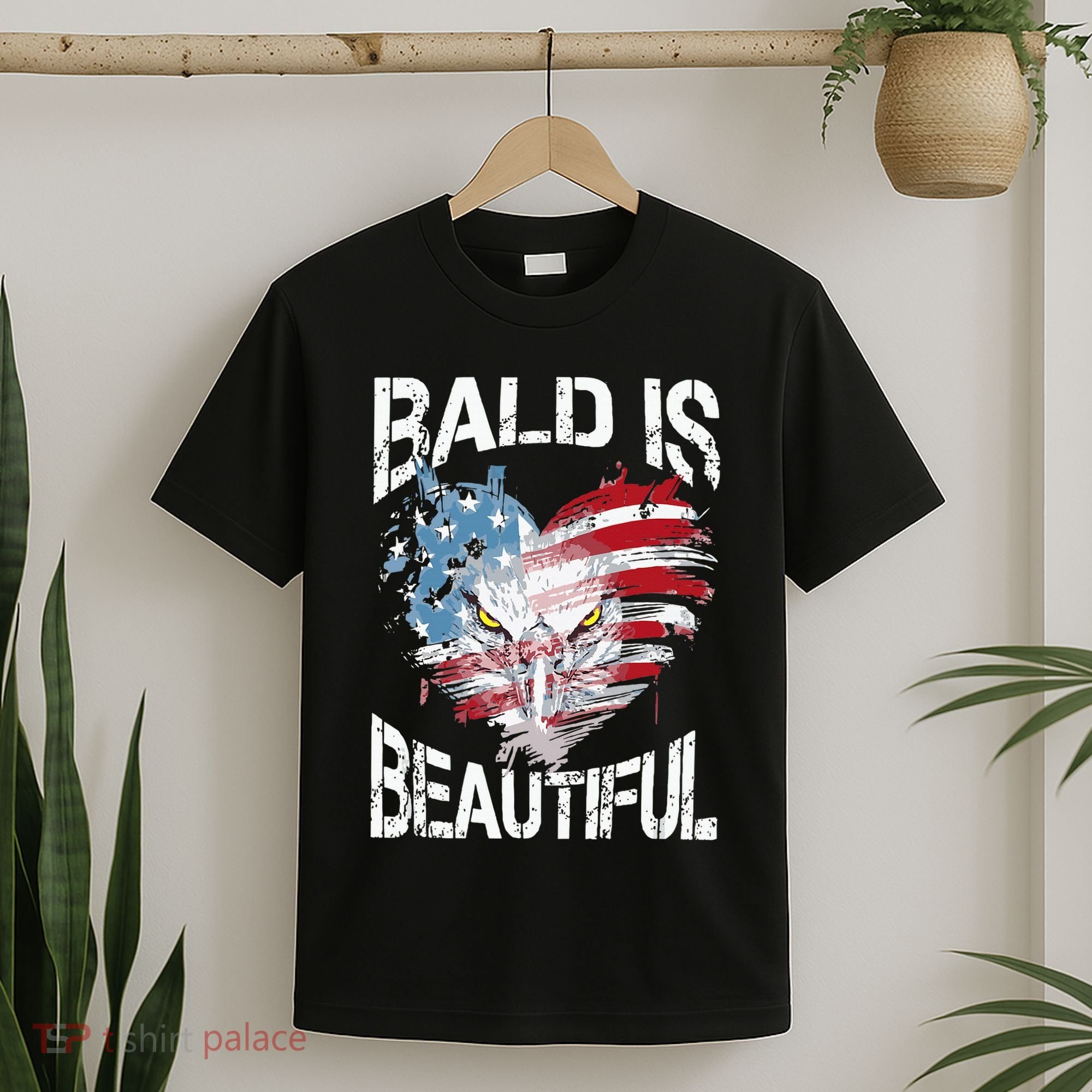 Bald Is Beautiful 4th Of July Independence Day America Eagle T-Shirt