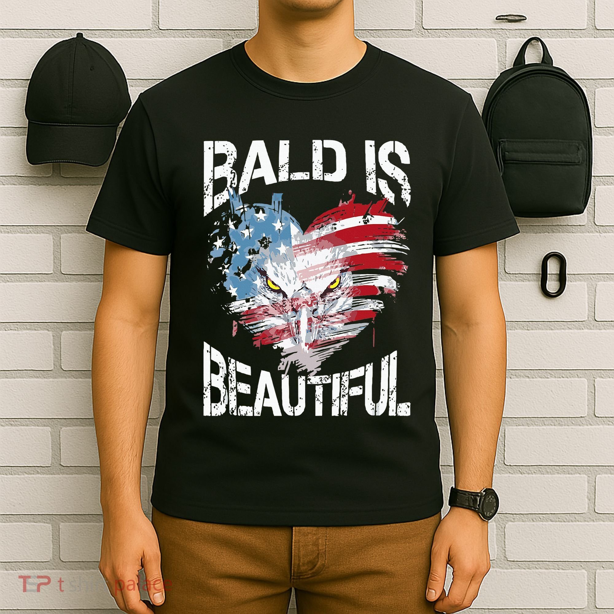 Bald Is Beautiful 4th Of July Independence Day America Eagle T-Shirt