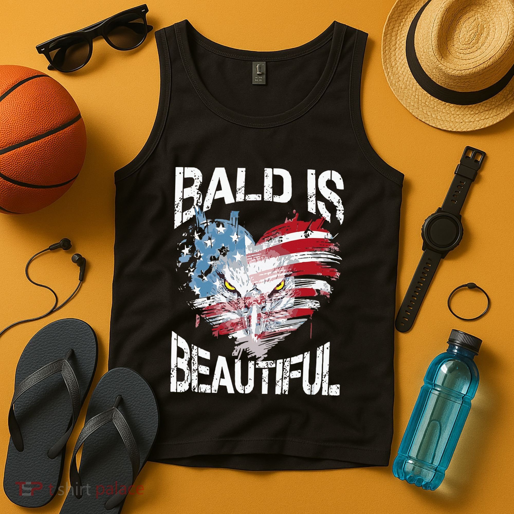 Bald Is Beautiful 4th Of July Independence Day America Eagle Tank Top