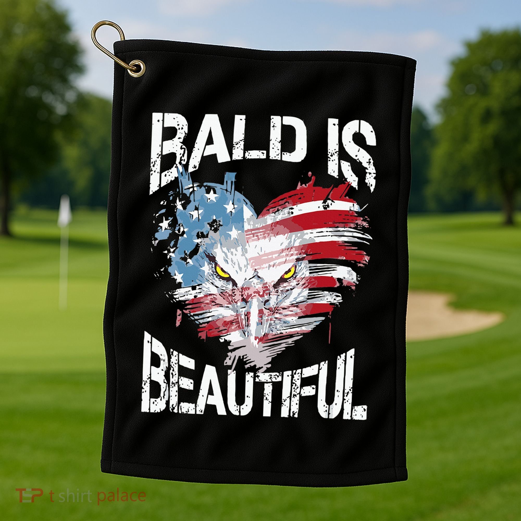 Bald Is Beautiful 4th Of July Independence Day America Eagle Golf Towel