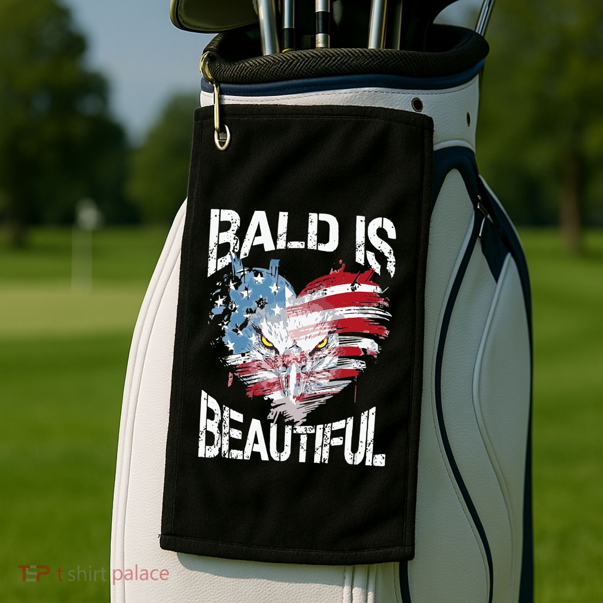 Bald Is Beautiful 4th Of July Independence Day America Eagle Golf Towel