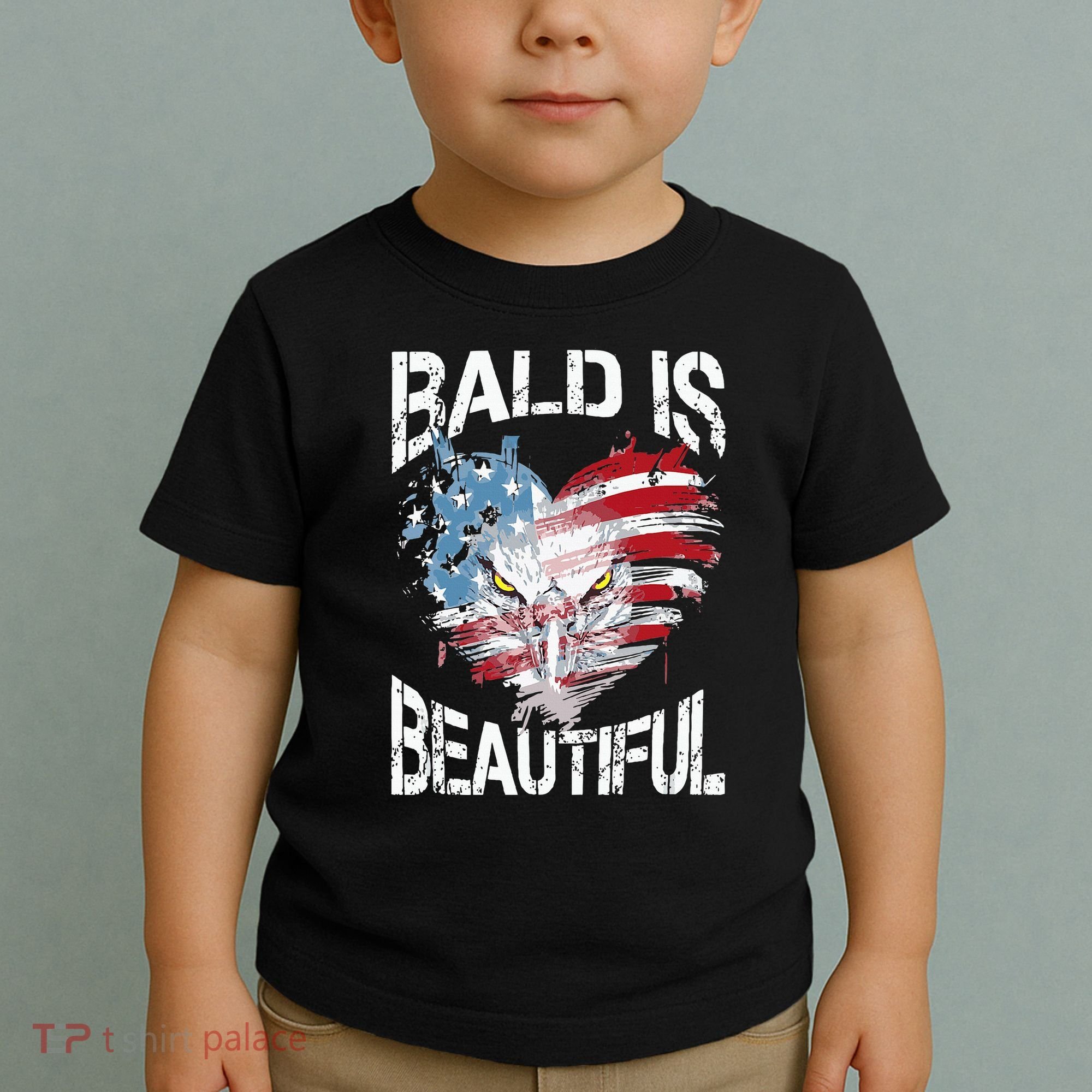 Bald Is Beautiful 4th Of July Independence Day America Eagle Toddler T-Shirt
