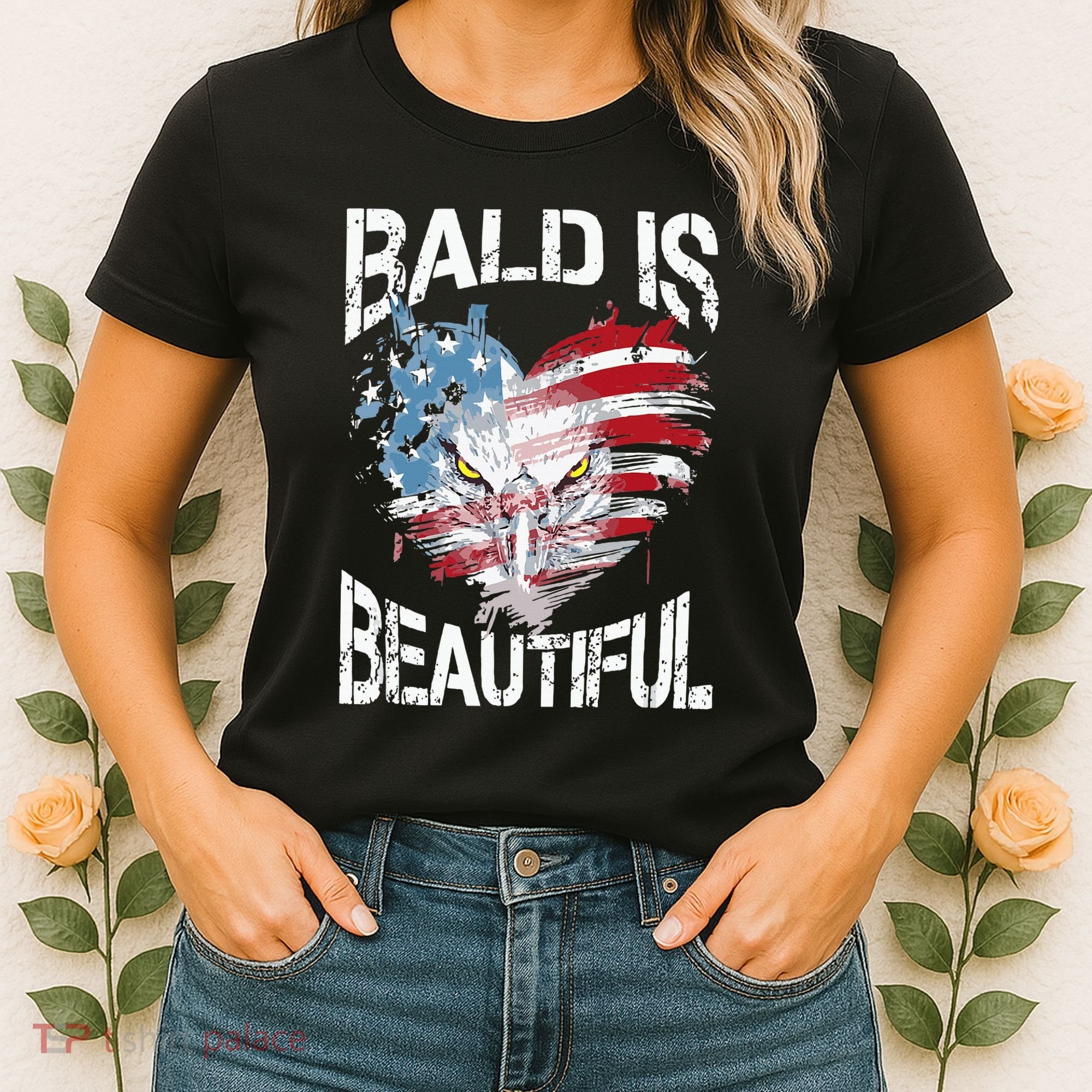 Bald Is Beautiful 4th Of July Independence Day America Eagle Women's T-Shirt