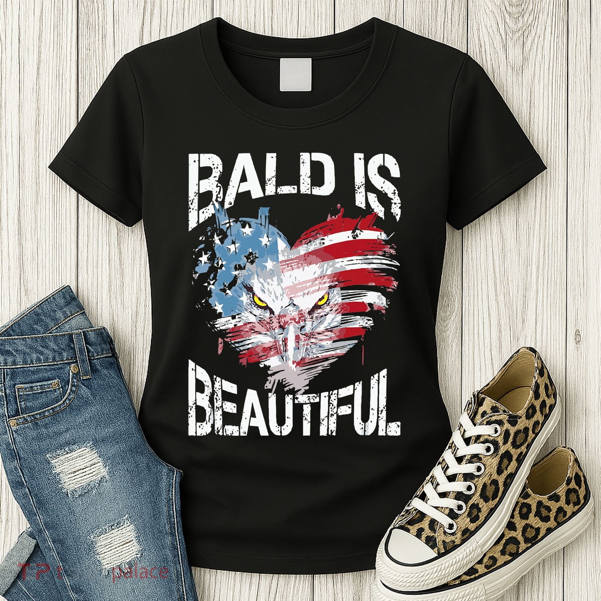 Bald Is Beautiful 4th Of July Independence Day America Eagle Women's T-Shirt