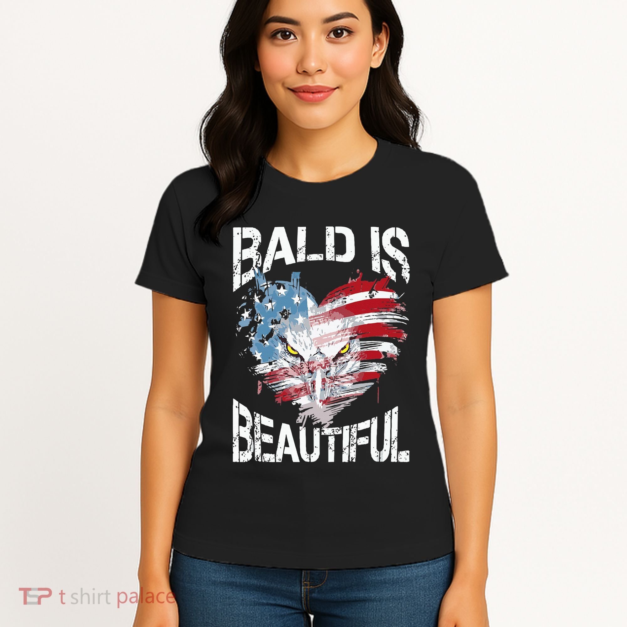 Bald Is Beautiful 4th Of July Independence Day America Eagle Women's T-Shirt