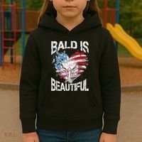 Bald Is Beautiful 4th Of July Independence Day America Eagle Kids Hoodie thumb 3