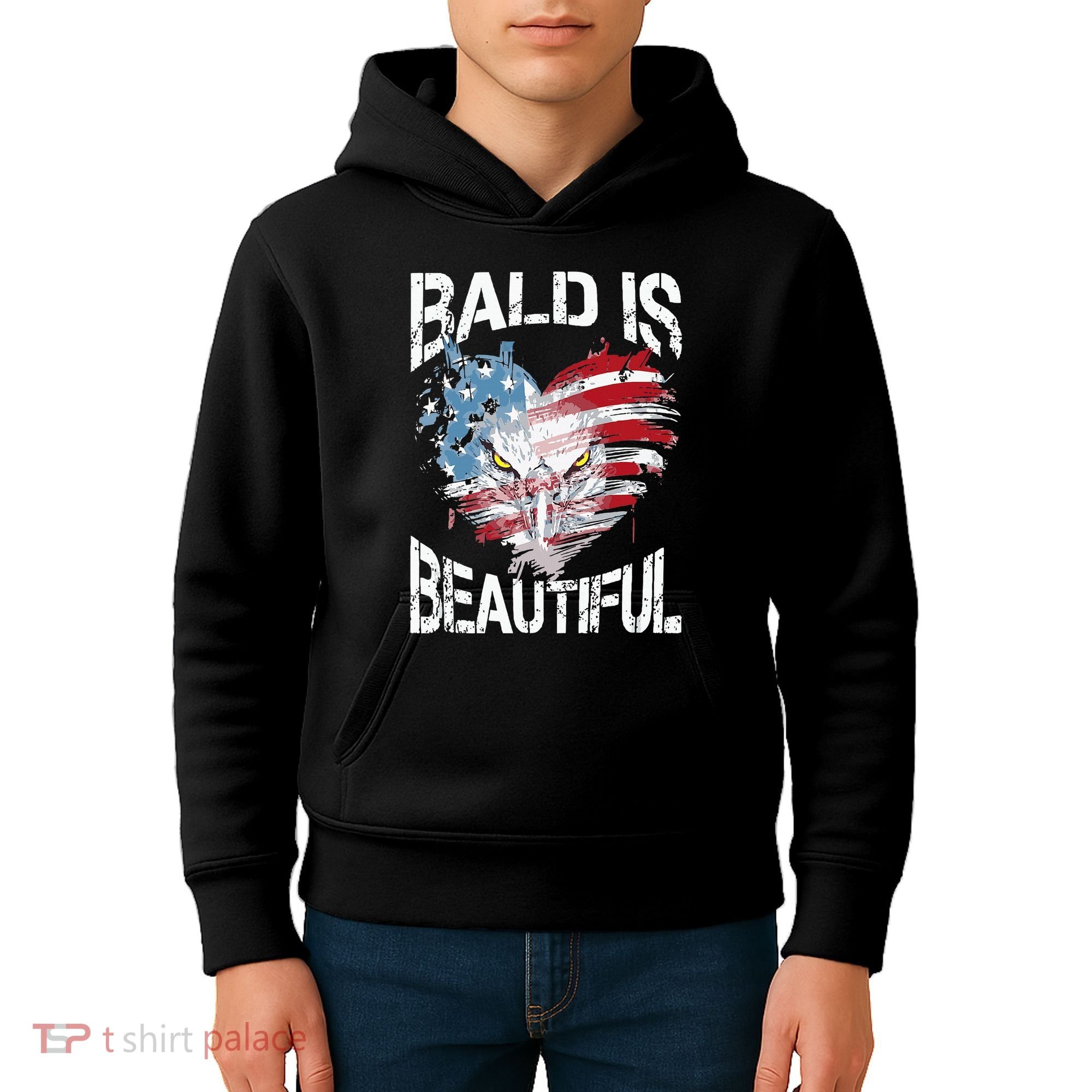 Bald Is Beautiful 4th Of July Independence Day America Eagle Kids Hoodie