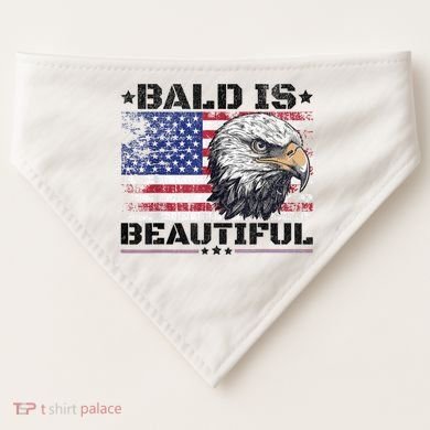 Bald Is Beautiful 4th Of July Independence Day America Eagle USA-Made Doggie Bandana