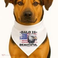 Bald Is Beautiful 4th Of July Independence Day America Eagle USA-Made Doggie Bandana thumb 1