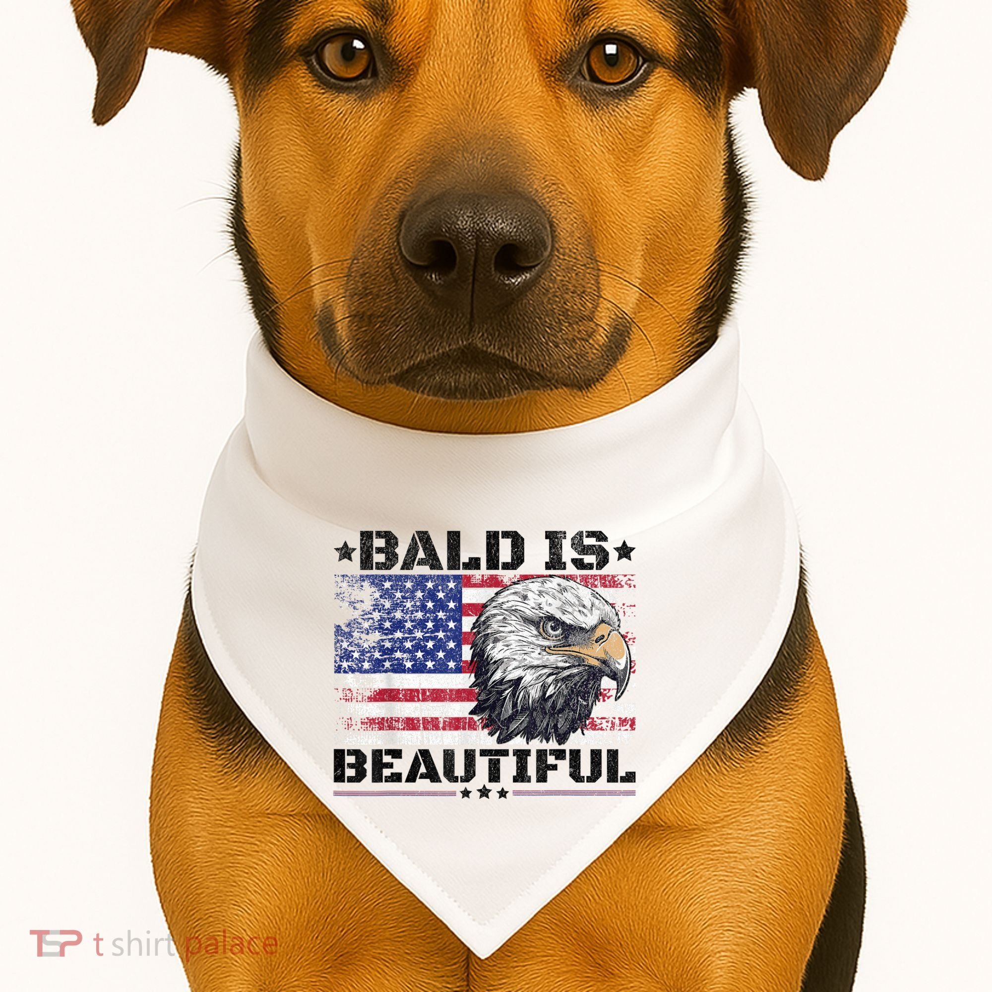 Bald Is Beautiful 4th Of July Independence Day America Eagle USA-Made Doggie Bandana