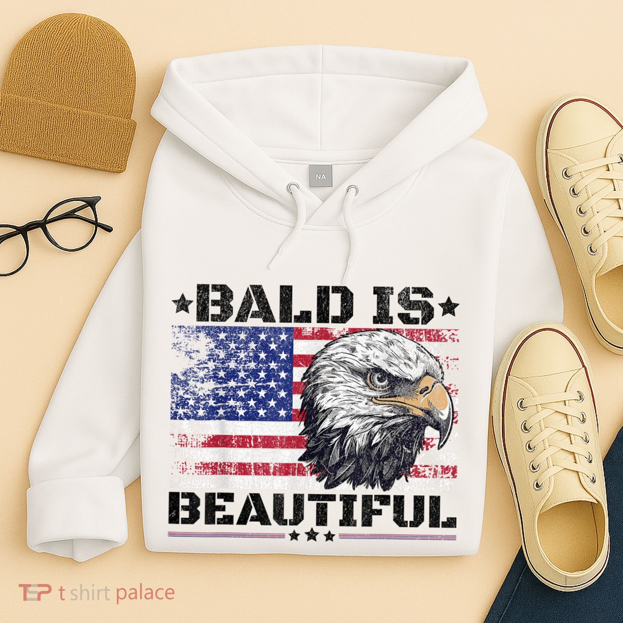 Bald Is Beautiful 4th Of July Independence Day America Eagle Hoodie