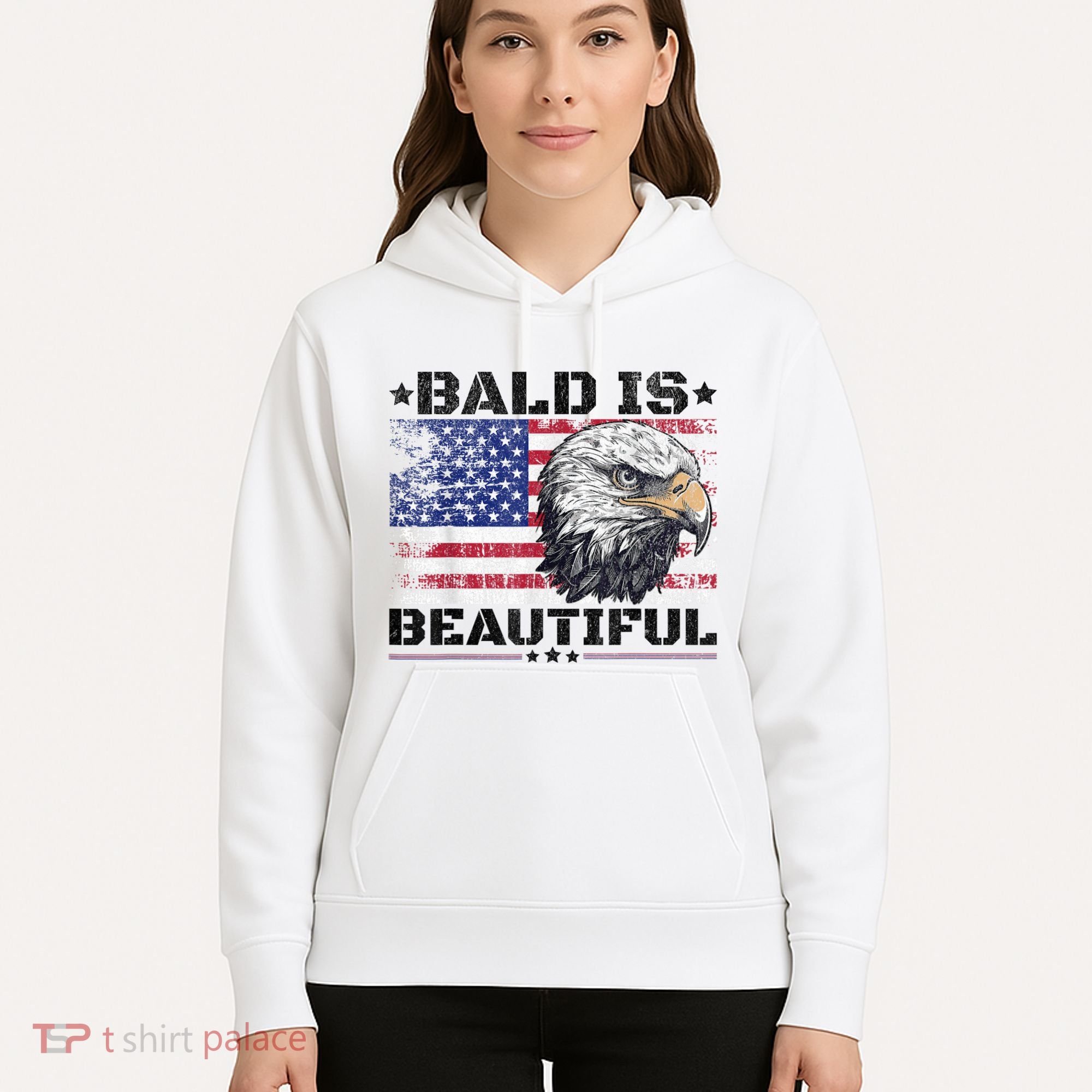 Bald Is Beautiful 4th Of July Independence Day America Eagle Hoodie