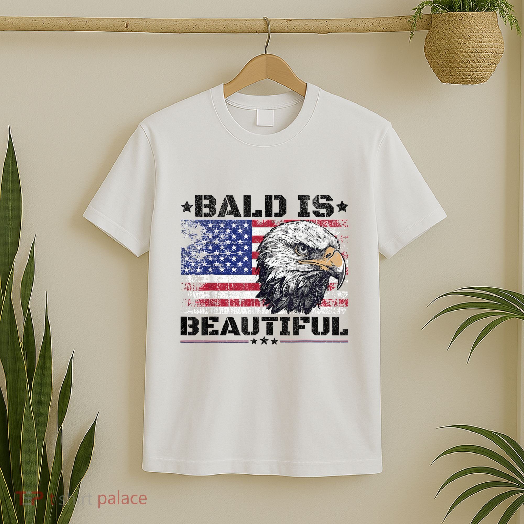 Bald Is Beautiful 4th Of July Independence Day America Eagle T-Shirt