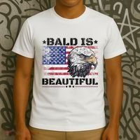 Bald Is Beautiful 4th Of July Independence Day America Eagle T-Shirt thumb 3