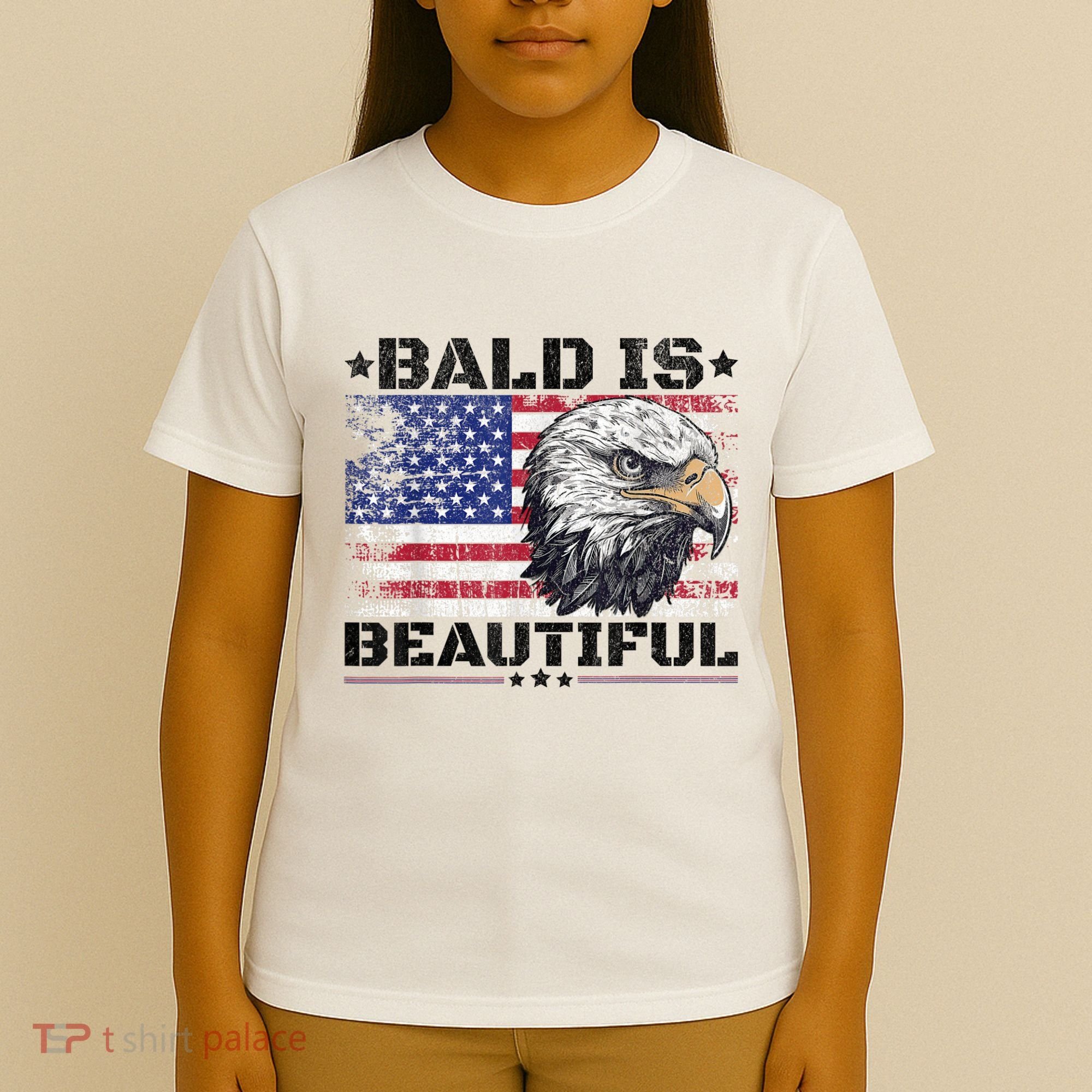 Bald Is Beautiful 4th Of July Independence Day America Eagle T-Shirt
