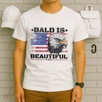 Bald Is Beautiful 4th Of July Independence Day America Eagle T-Shirt thumb 6