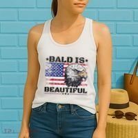 Bald Is Beautiful 4th Of July Independence Day America Eagle Women's Tank Top thumb 2