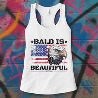 Bald Is Beautiful 4th Of July Independence Day America Eagle Women's Tank Top thumb 3