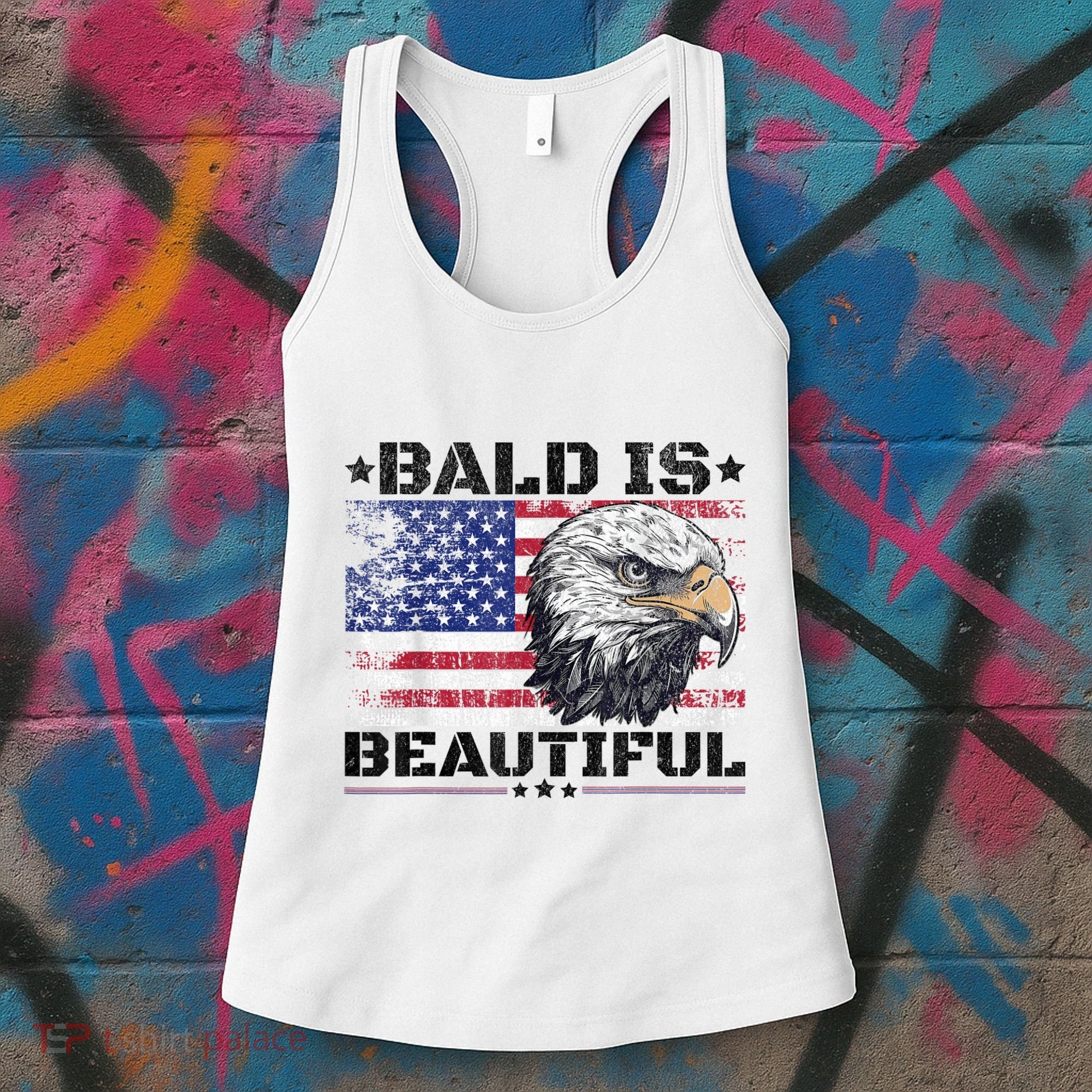 Bald Is Beautiful 4th Of July Independence Day America Eagle Women's Tank Top