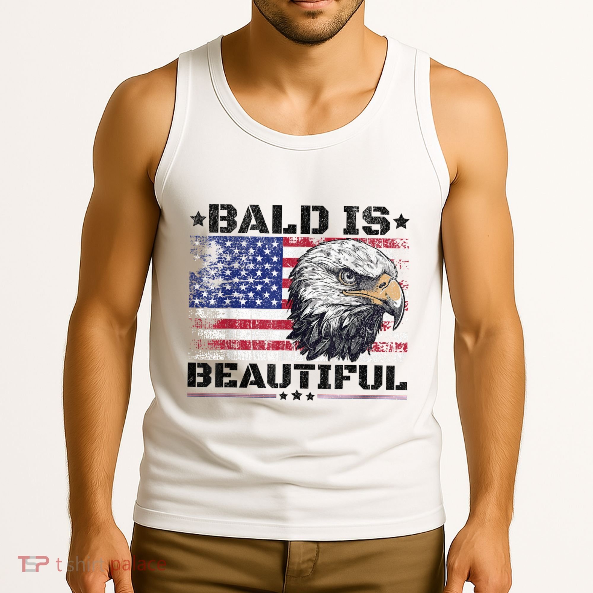 Bald Is Beautiful 4th Of July Independence Day America Eagle Tank Top