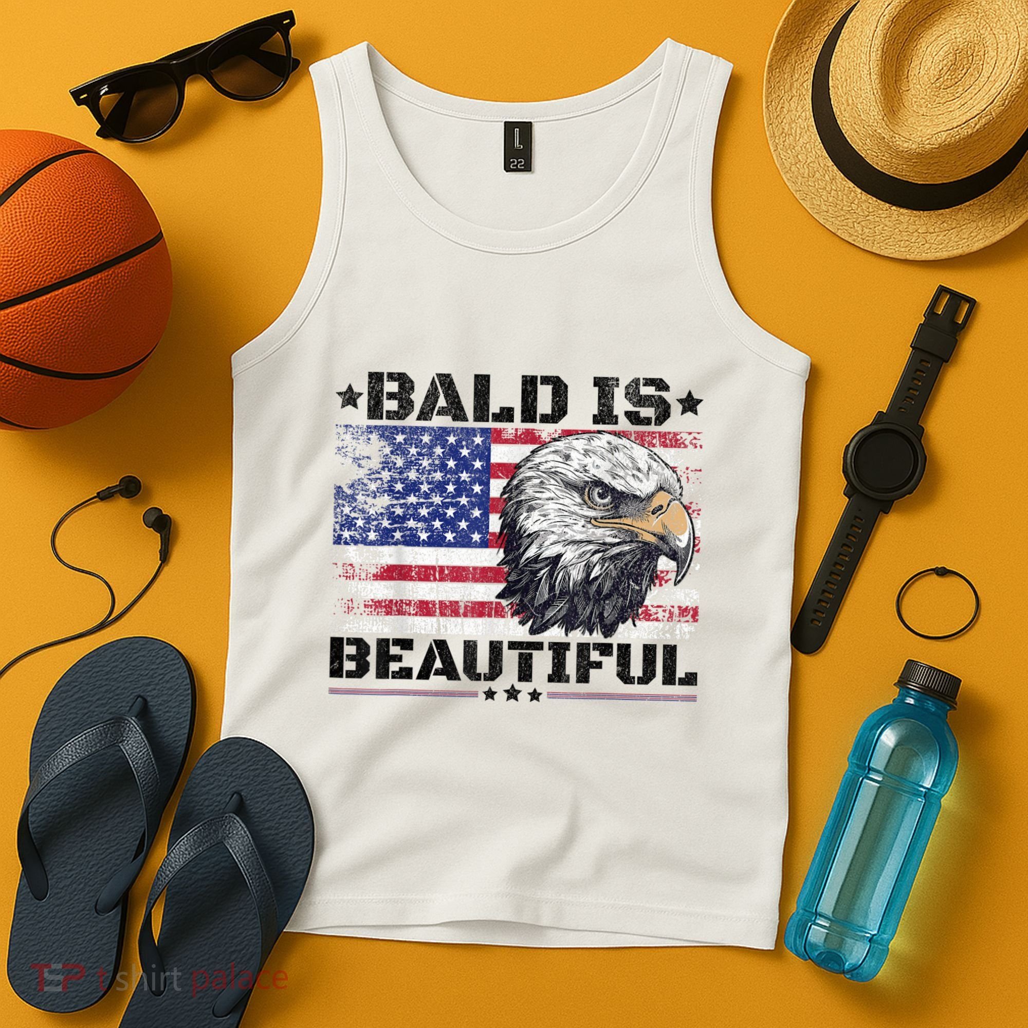 Bald Is Beautiful 4th Of July Independence Day America Eagle Tank Top