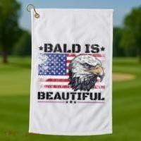 Bald Is Beautiful 4th Of July Independence Day America Eagle Golf Towel thumb 1
