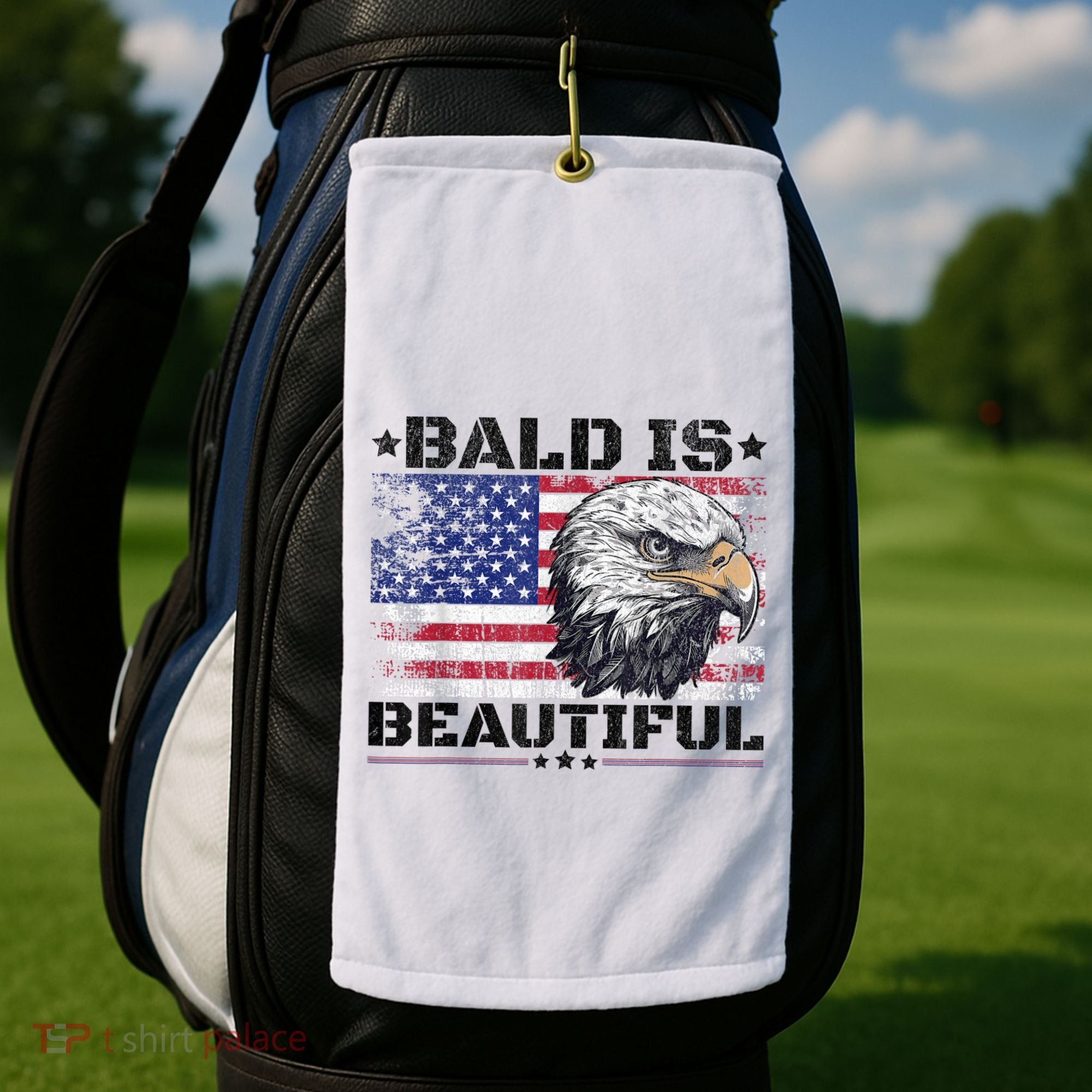 Bald Is Beautiful 4th Of July Independence Day America Eagle Golf Towel