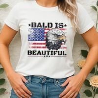 Bald Is Beautiful 4th Of July Independence Day America Eagle Women's T-Shirt thumb 2