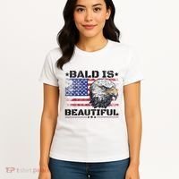 Bald Is Beautiful 4th Of July Independence Day America Eagle Women's T-Shirt thumb 4