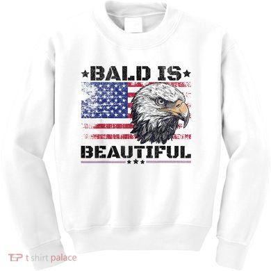 Bald Is Beautiful 4th Of July Independence Day America Eagle Kids Sweatshirt
