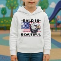 Bald Is Beautiful 4th Of July Independence Day America Eagle Kids Hoodie thumb 3