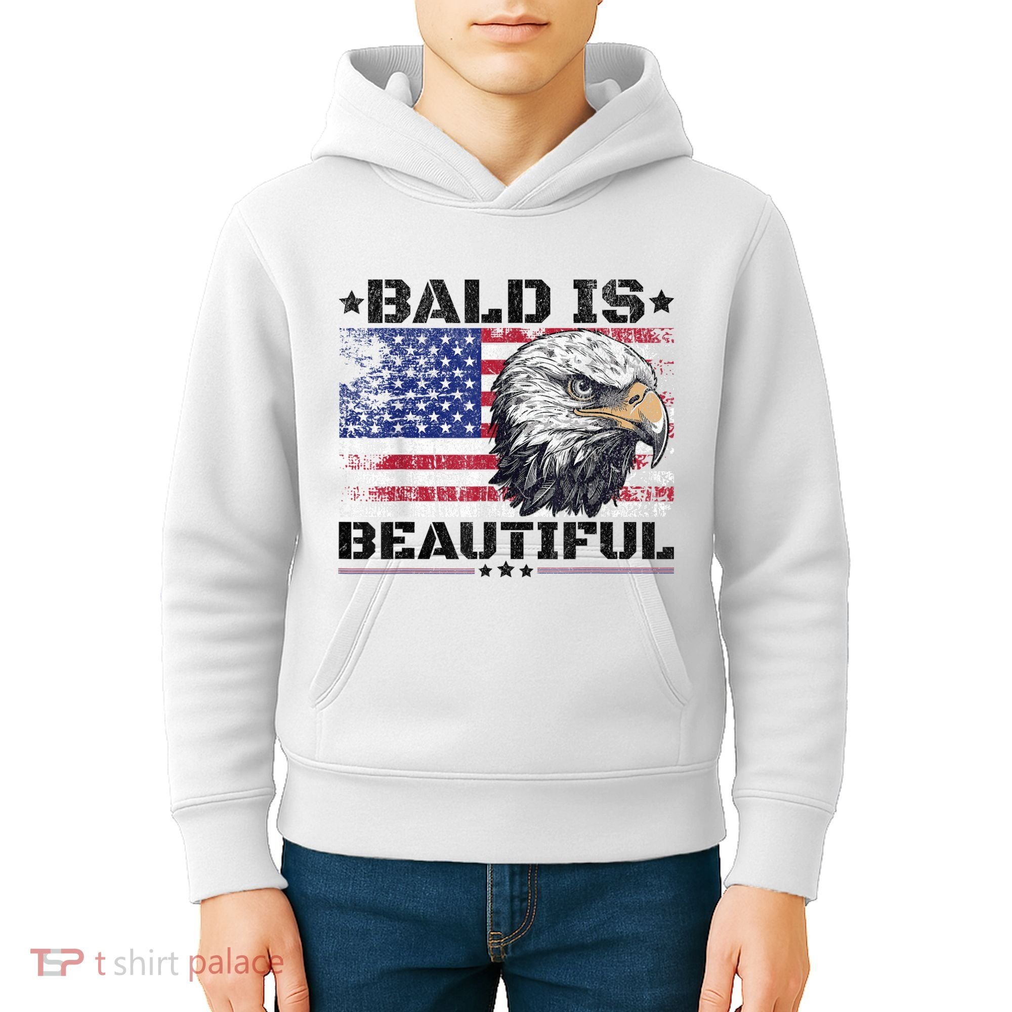 Bald Is Beautiful 4th Of July Independence Day America Eagle Kids Hoodie