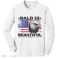 Bald Is Beautiful 4th Of July Independence Day America Eagle Kids Long Sleeve Shirt thumb 0