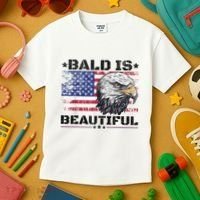Bald Is Beautiful 4th Of July Independence Day America Eagle Kids T-Shirt thumb 3