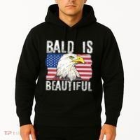 Bald Is Beautiful 4th Of July Independence Day Bald Eagle Hoodie thumb 2