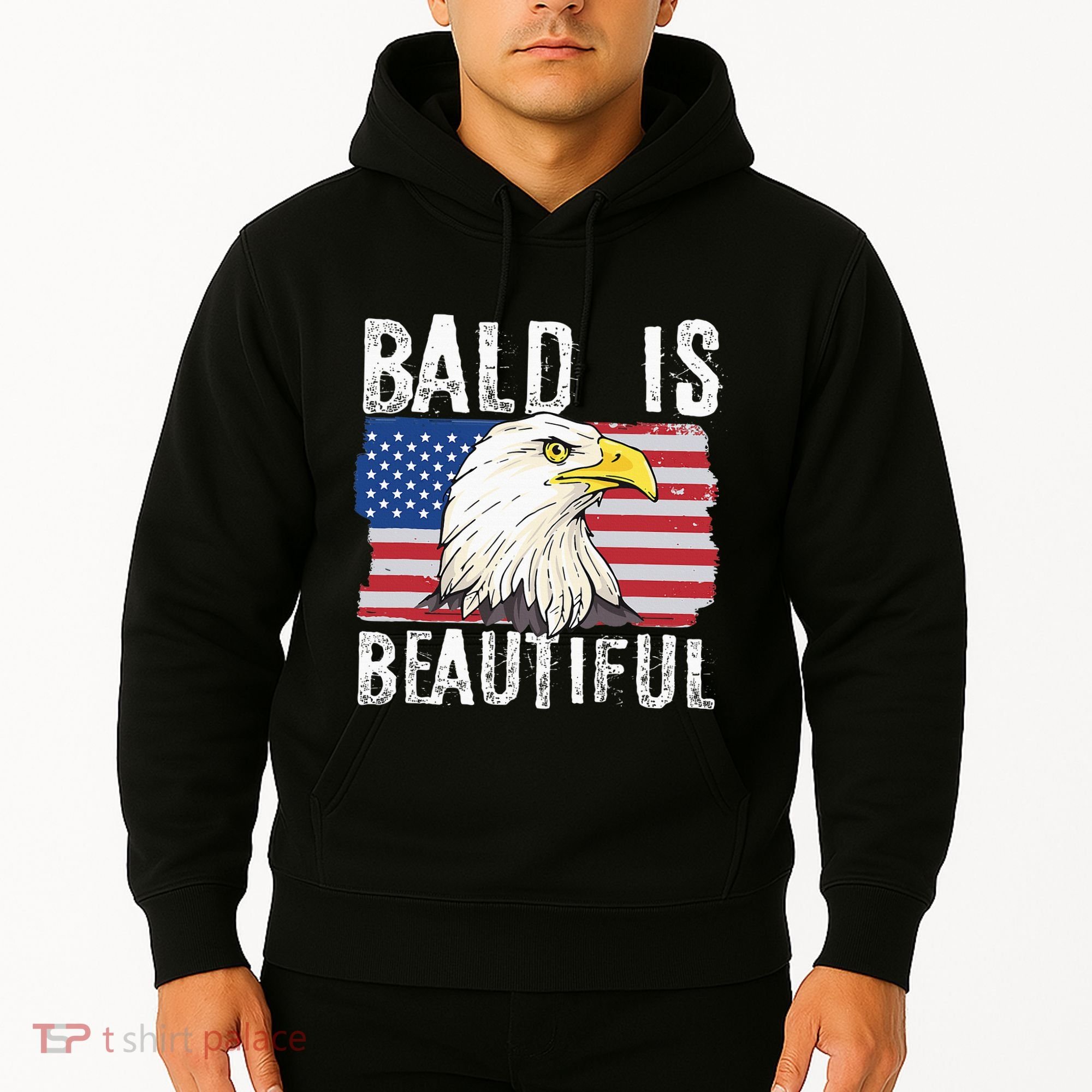 Bald Is Beautiful 4th Of July Independence Day Bald Eagle Hoodie