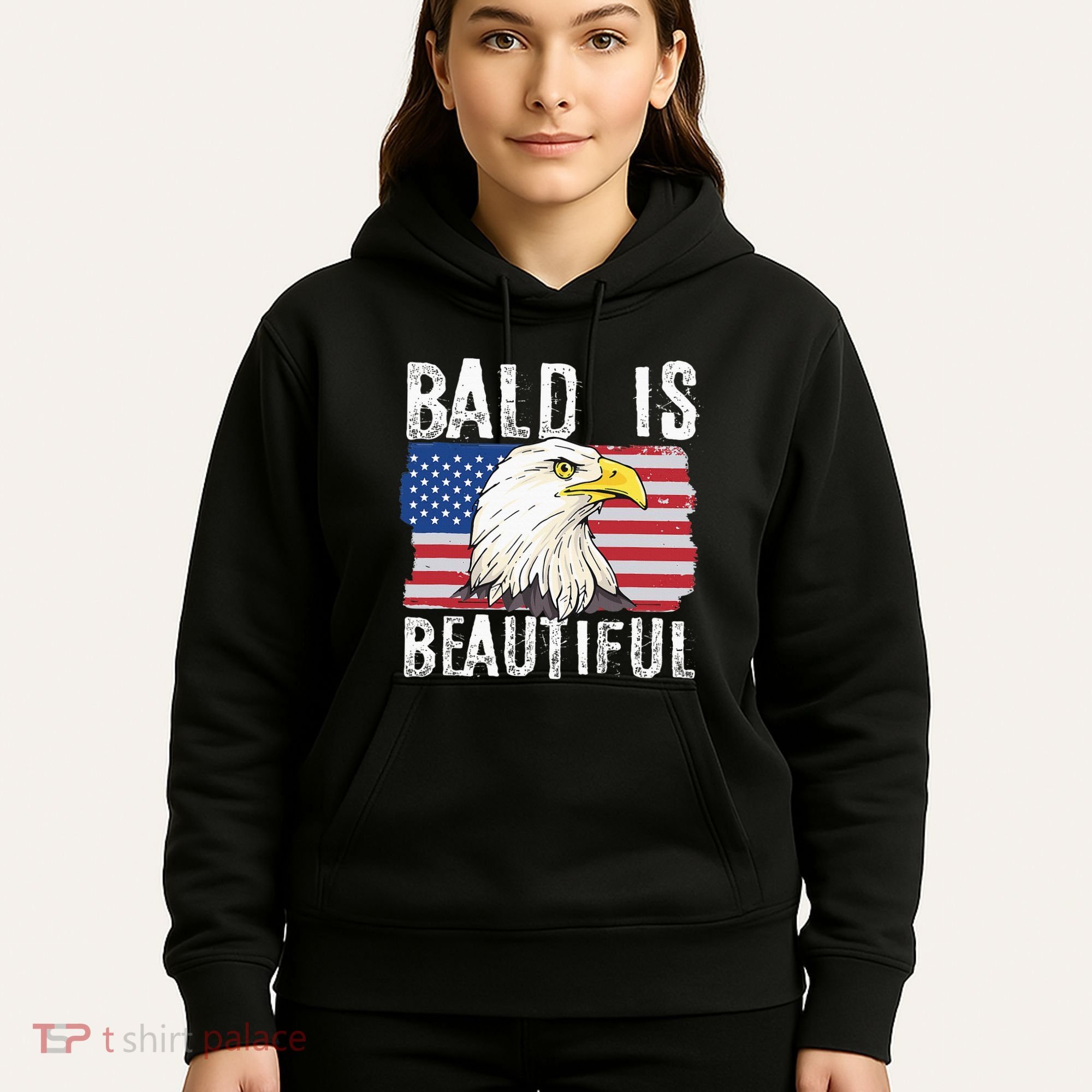 Bald Is Beautiful 4th Of July Independence Day Bald Eagle Hoodie