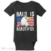 Bald Is Beautiful 4th Of July Independence Day Bald Eagle Baby Bodysuit thumb 0