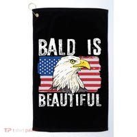 Bald Is Beautiful 4th Of July Independence Day Bald Eagle Golf Towel thumb 0