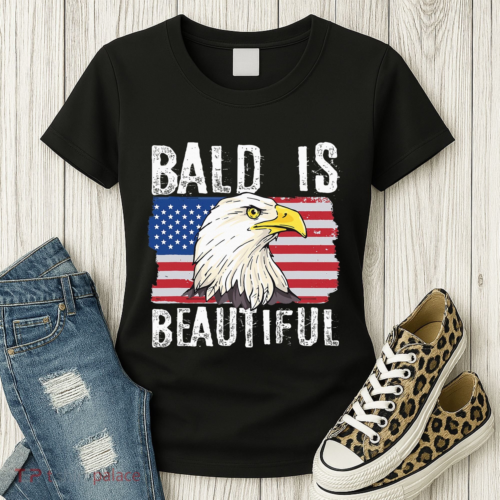 Bald Is Beautiful 4th Of July Independence Day Bald Eagle Women's T-Shirt