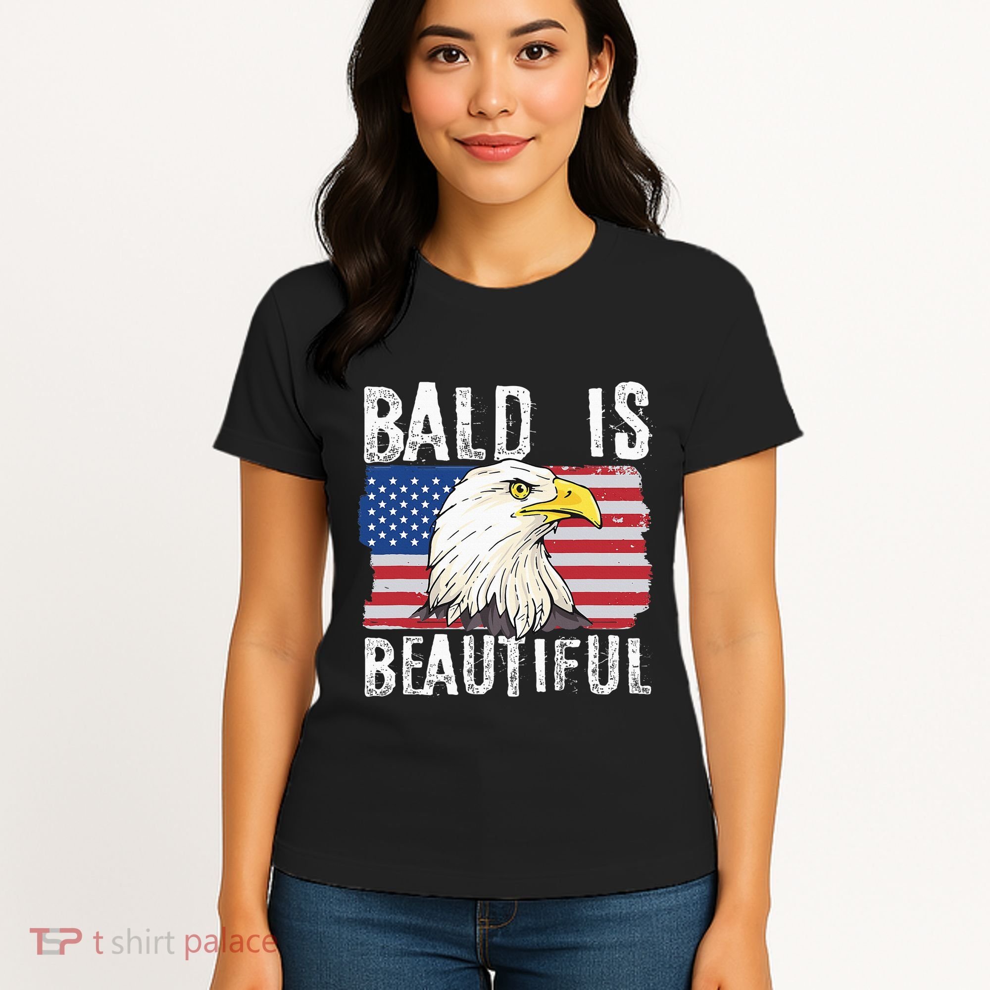 Bald Is Beautiful 4th Of July Independence Day Bald Eagle Women's T-Shirt