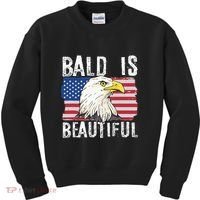 Bald Is Beautiful 4th Of July Independence Day Bald Eagle Kids Sweatshirt thumb 0