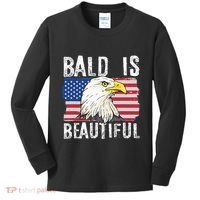 Bald Is Beautiful 4th Of July Independence Day Bald Eagle Kids Long Sleeve Shirt thumb 0