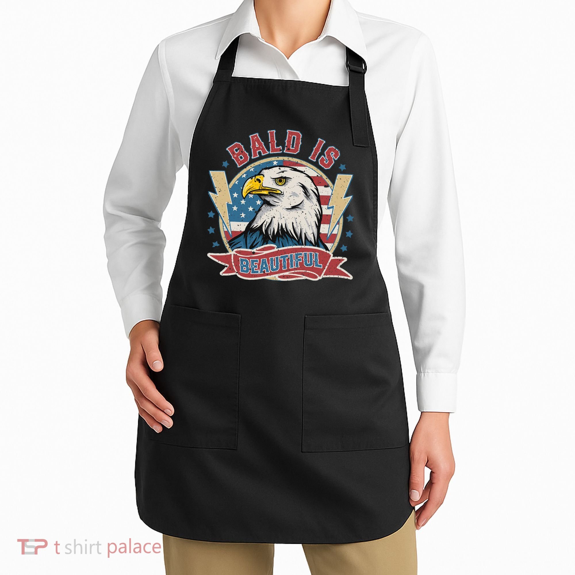 Bald Is Beautiful 4th Of July Independence Day Apron