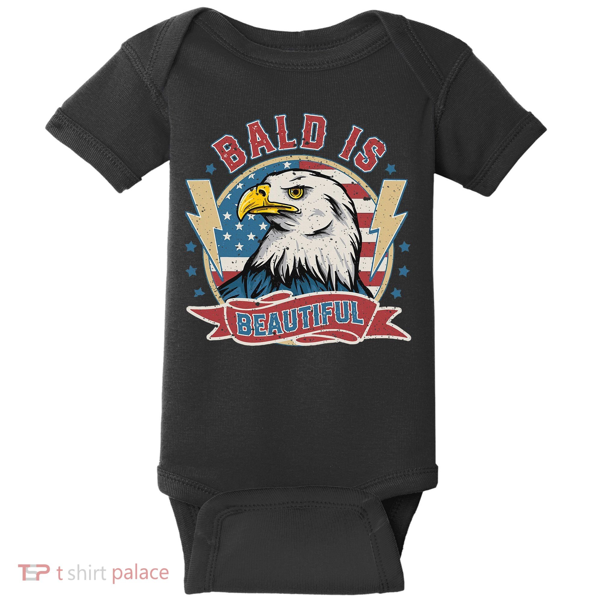 Bald Is Beautiful 4th Of July Independence Day Baby Bodysuit