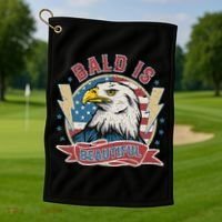 Bald Is Beautiful 4th Of July Independence Day Golf Towel thumb 1